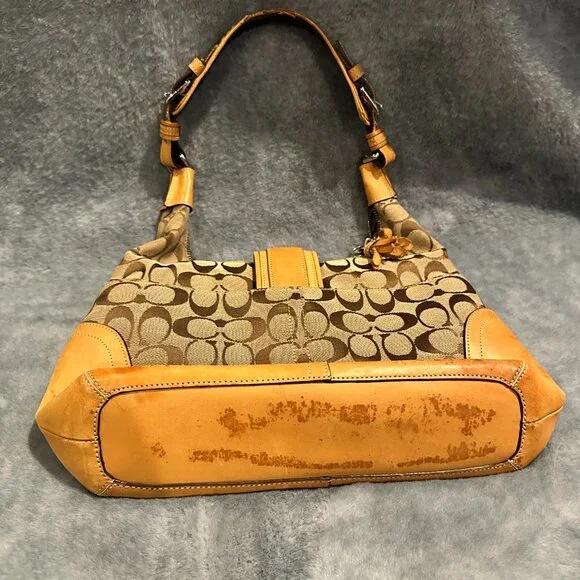 Coach Logo Shoulder Bag Purse Boho Brown Leather - Picture 3 of 9